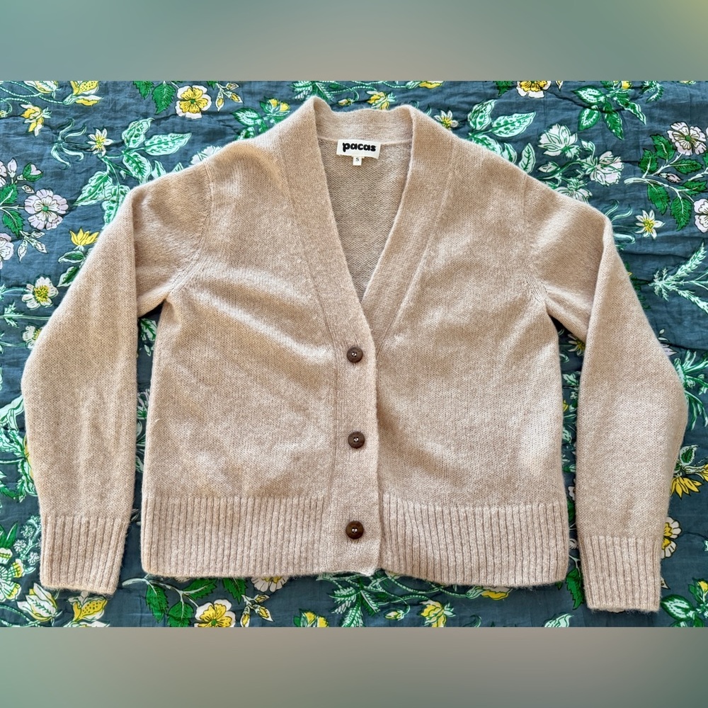 Pacas Women’s Cardigan Sweater | White Melange | Size S